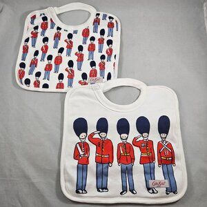 Set of 2 Cath Kids London Baby Bibs White British Royal Guard Terry Back